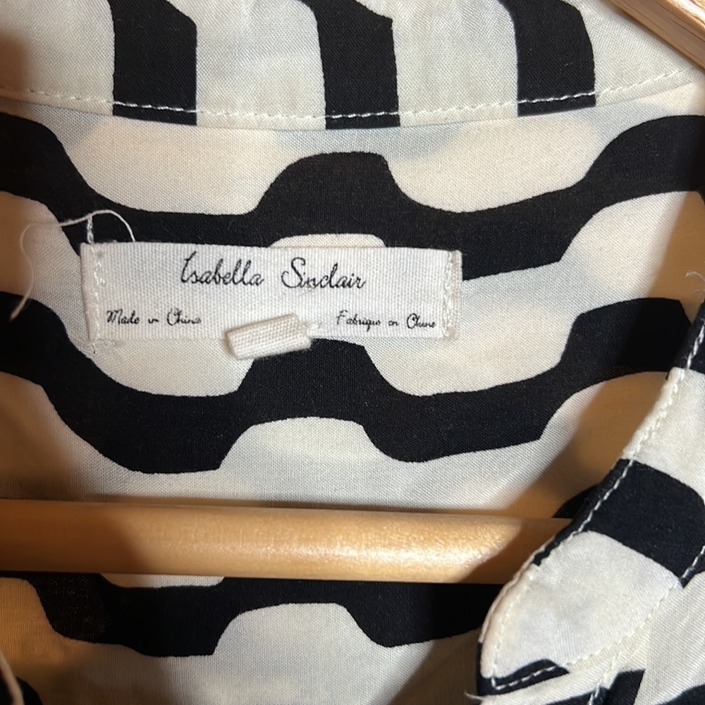 Anthropologie Isabella Sinclair Tunic Shirt Black White Size XS - Picture 3 of 8
